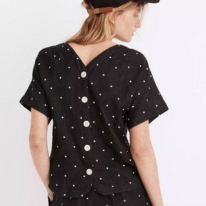 Madewell Lightspun Renwood Button-Back Top in Square Spot